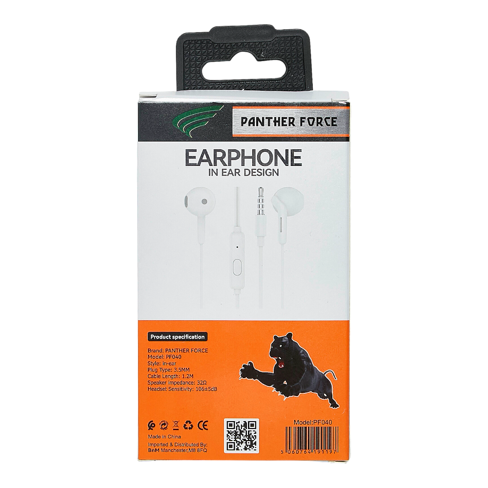 PANTHER FORCE STEREO WIRED HEADPHONES WHITE- PF40 PANTHER FORCE STEREO WIRED HEADPHONES WHITE- PF40